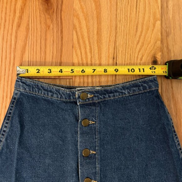 American Apparel | Button Down A-Line Denim Mini Skirt | Dark Wash - Picture 3 of 10